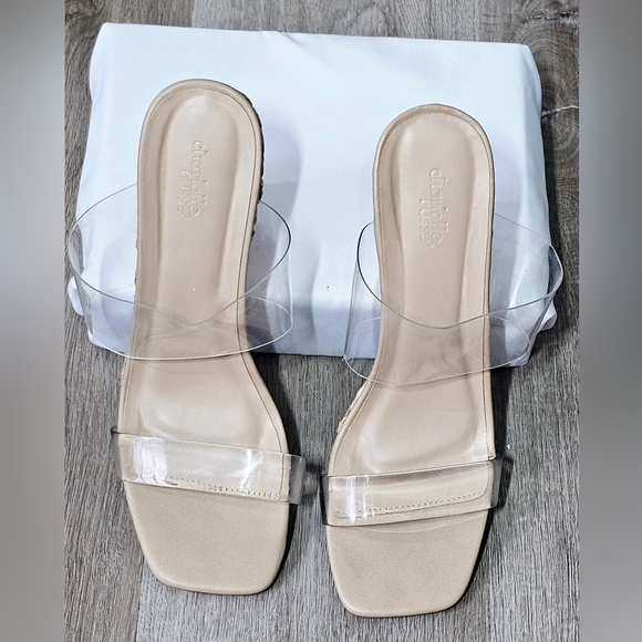 Size 10 Charlotte Russe Clear Strap Wedge Sandals - Picture 2 of 6